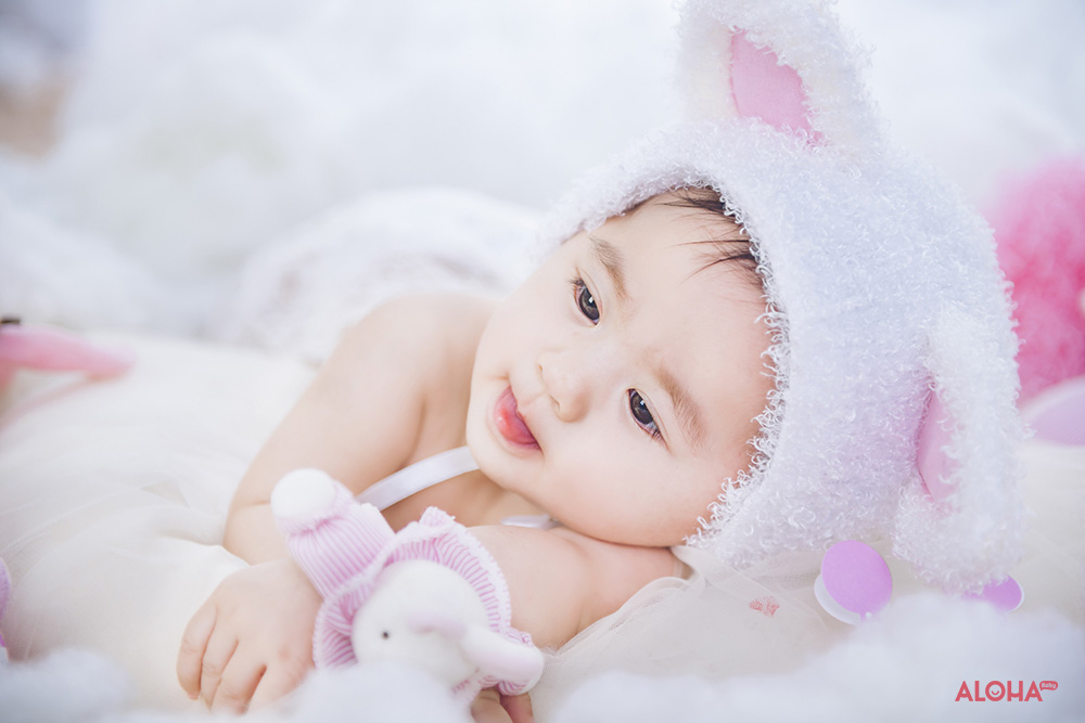 album ảnh bé thỏ con chiên bánh